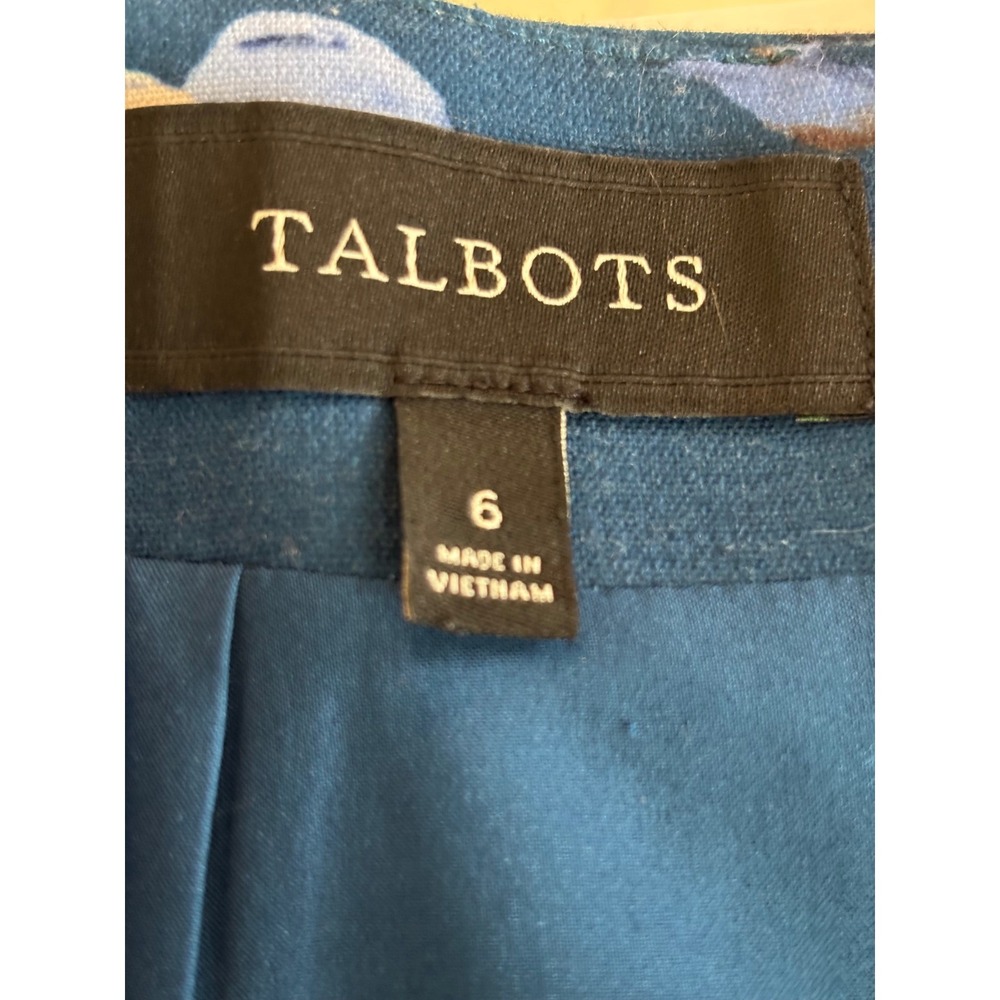 Talots Womens Blue Floral Pencil Skirt Teal Knee Length Career Wear Size 6 - Picture 5 of 6